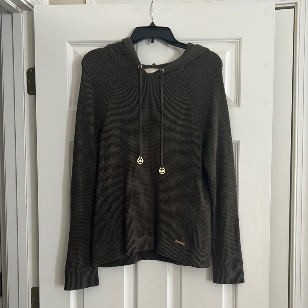 Olive Green Knit Hoodie